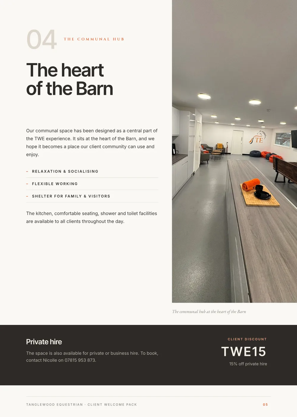 The heart of the barn — the communal hub interior